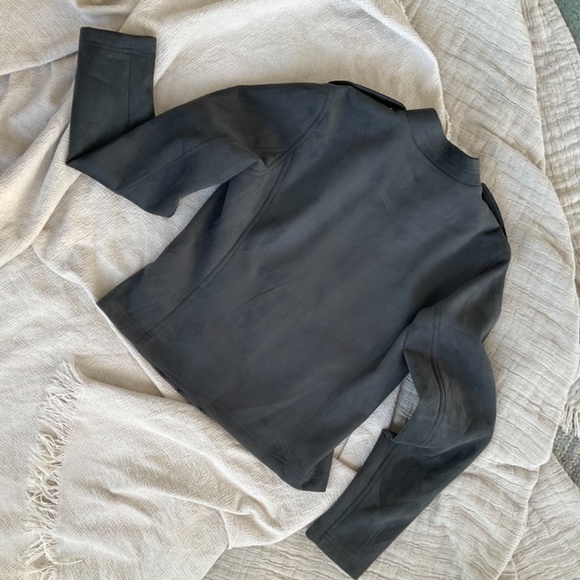 Joe Fresh Faux Suede Moto Jacket Dark Gray Size M - Picture 3 of 5